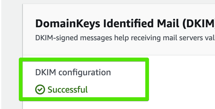 DKIM Configuration Successful